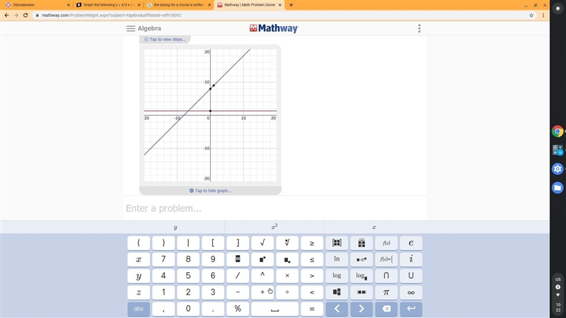 Graph the following y = 4/3 x + 8-example-1