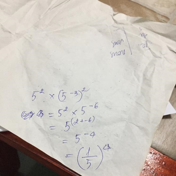 Which expression is equivalent {5}^(2) * ( {5}^{ - 3) {}^(2) } \\ A. {5}^(1) B {5}^(2) C-example-1