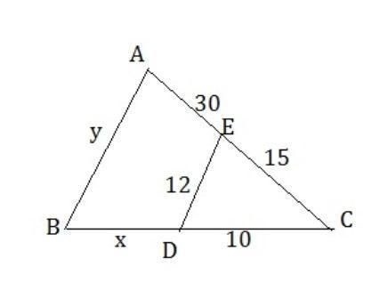 In the figure below, the segment is parallel to one side of the triangle. The ratio-example-1