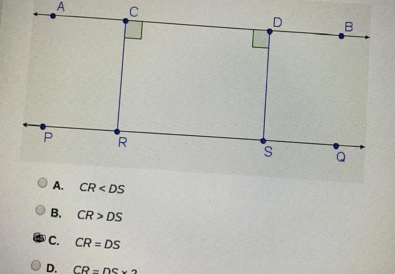 AB and PQ are parallel lines. CR and DS intersect the two lines as shown in the figure-example-1