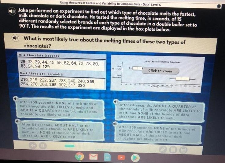 Jake performed an experiment to find out which type of chocolate melts the fastest-example-1