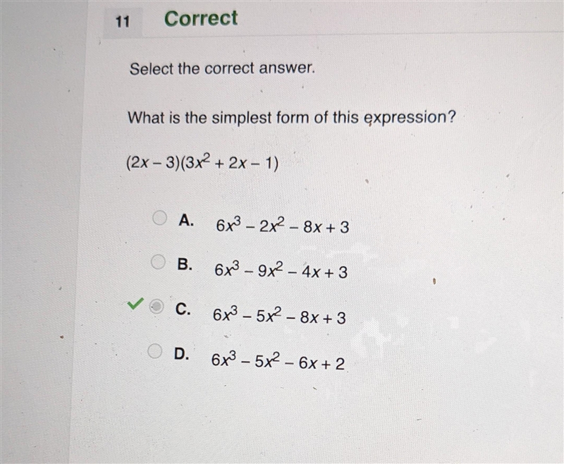 What is the simplest form of this expression? (2x-3)(3x^2+2x-1)-example-1