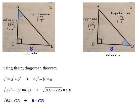 Find Sin A, Cos A, Tan A, Cos B, Sin B, Tan B, and measure of angle A. HINT: first-example-1