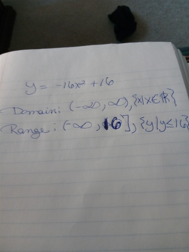 What is the domain and range of y=(-16x^2)+ 16x-example-1