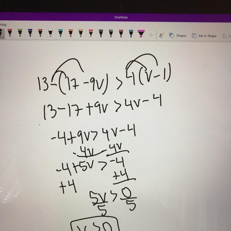 13-(17-9v)>4(v-1) please answer fast-example-1