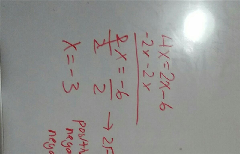 M<1= 4x and m<2= 2x-6 4x=2x-6 What is the value of x?-example-1