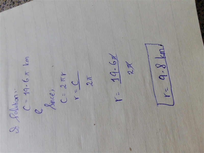 10 POINTS The radius, diameter, or circumference of a circle is given. Find the missing-example-1