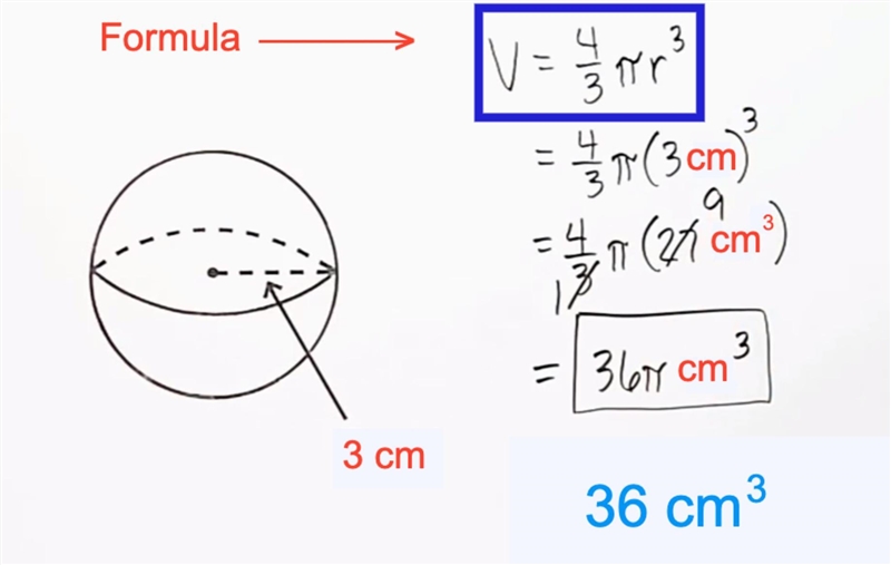 A sphere has a radius of 3 centimeters what is the volume of the sphere ????-example-1