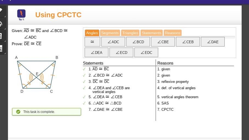 Given: AD = BC and Prove: DE congruent to CE-example-1