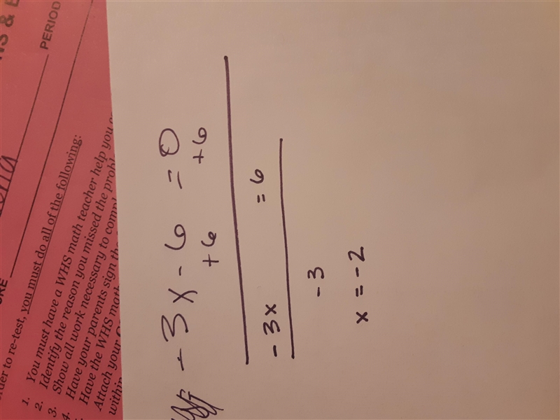 REVIEW: -. Find the zeros of the function: f(x)=-3x – 6-example-1