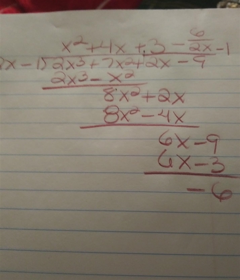 Find the remainder when f(x) = 2x3 + 7x2 + 2x − 9 is divided by 2x − 1, and use it-example-1