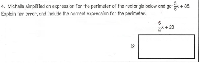 14. Michelle simplified an expression for the perimeter of the rectangle below and-example-1