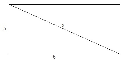 Pythagorean Theorem: A rectangular park is 6 miles long and 5 miles wide. How long-example-1