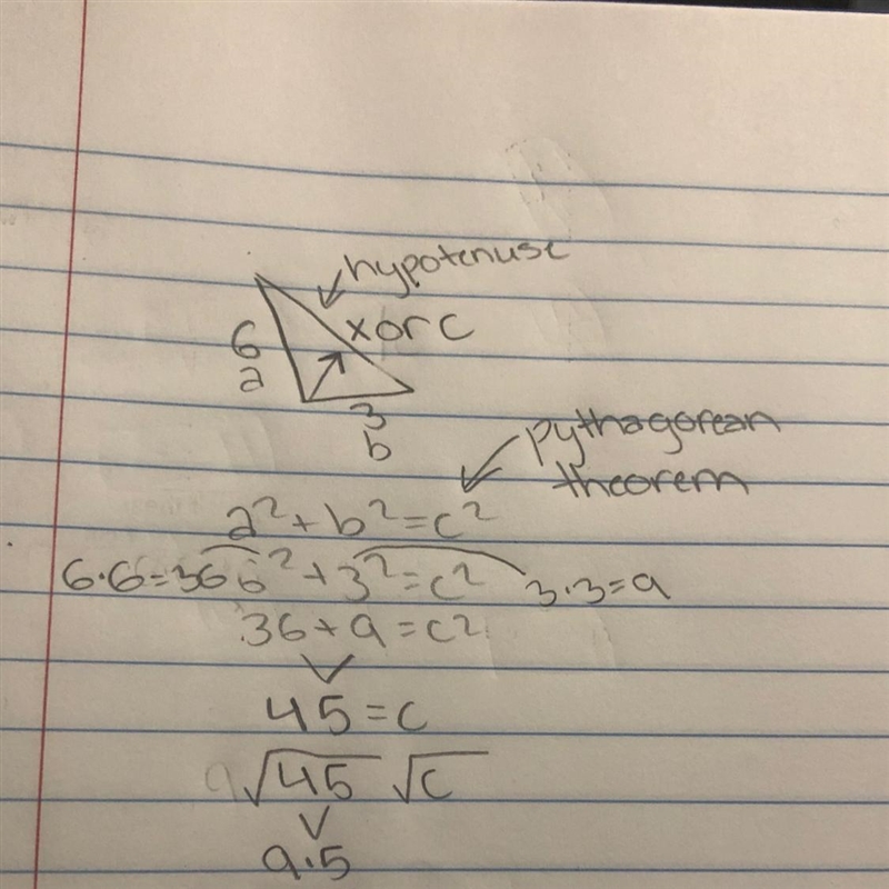 Find the unknown side length, x. Write your answer in simplest radical form.​-example-1