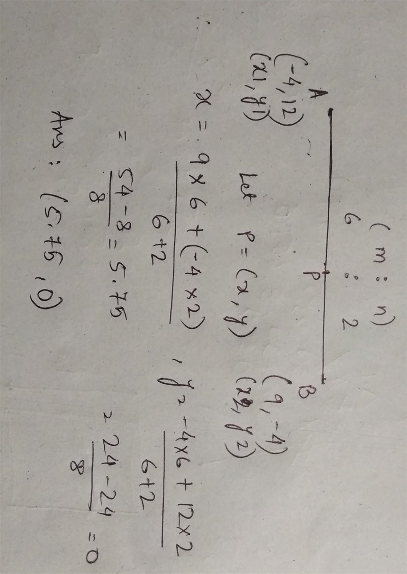 Help! Find the coordinates of P so that P partitions the segment AB in the ratio 6:2 if-example-1