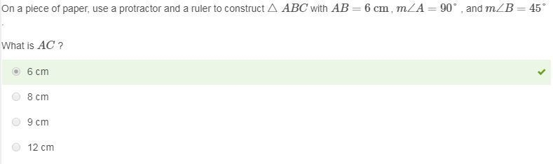 Please help! On a piece of paper, use a protractor and a ruler to construct △ABC with-example-1