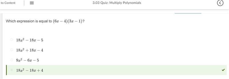 Which expression is equal to (6x−4)(3x−1)?-example-1