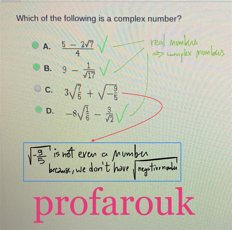 Which of the following is a complex number?-example-1