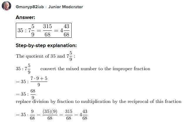 The quotient of 35 and 7 5/9-example-1