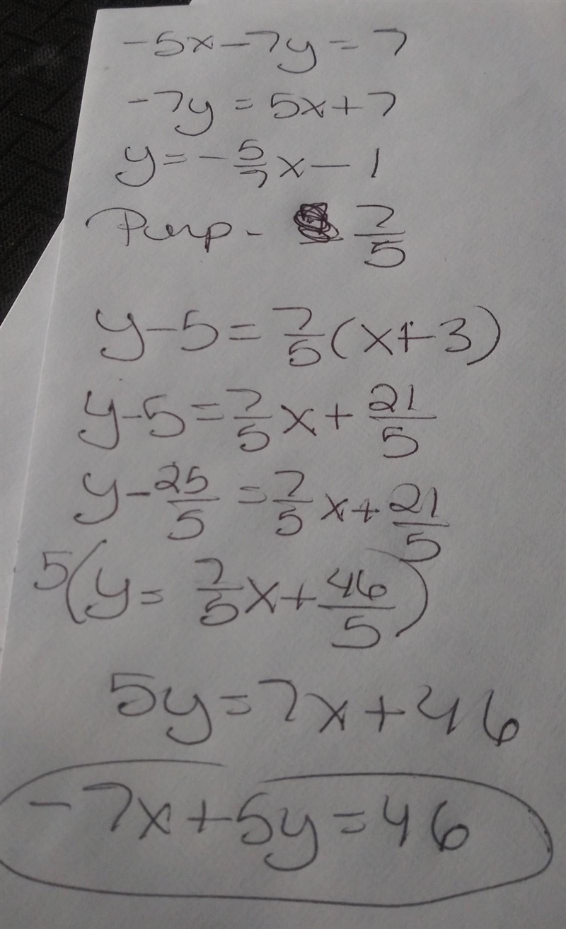 Write the standard form of the equation of the line passing through the point ( -3,5) and-example-1