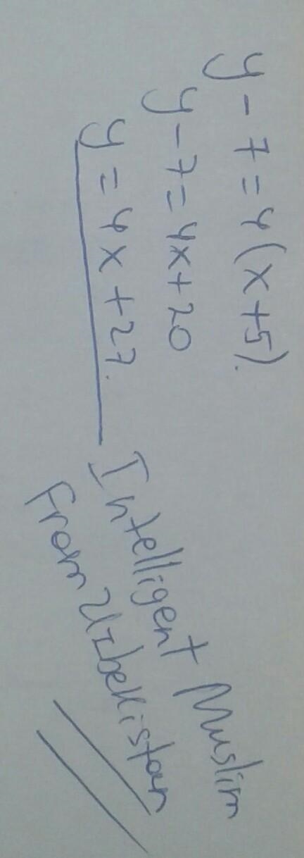 Use the information to write an equation in point-slope form. Point-Slope form: y-example-1