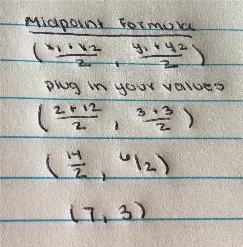 What the midpoint (2,3) and (12,3)-example-1