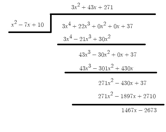 What is the quotient of 3x^4+22x^3+37x^2-7x+10-example-1