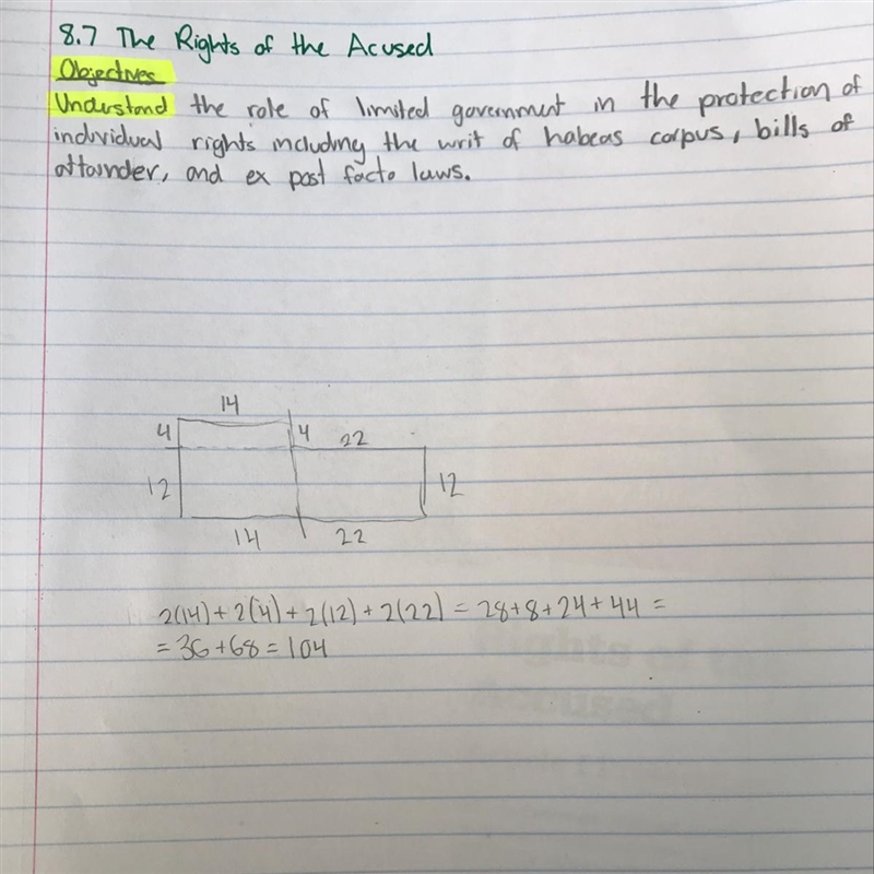 A building is composed of three rooms as shown. What is the perimeter of the building-example-1