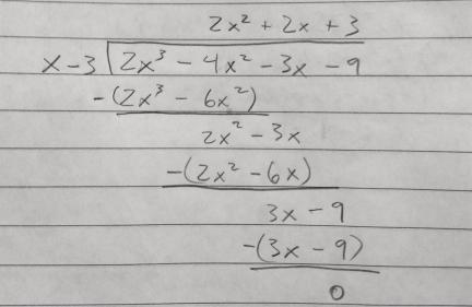 (2x^3-4x^2-3x-9) by x-3-example-1