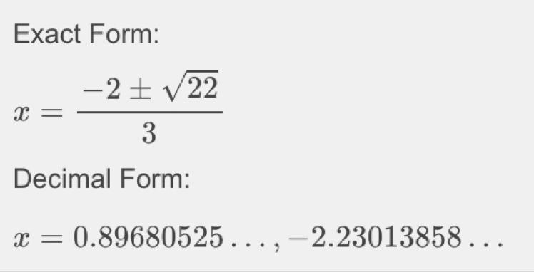 Solve this quadratic equation using the quadratic formula. 3x2 + 4x = 6-example-1