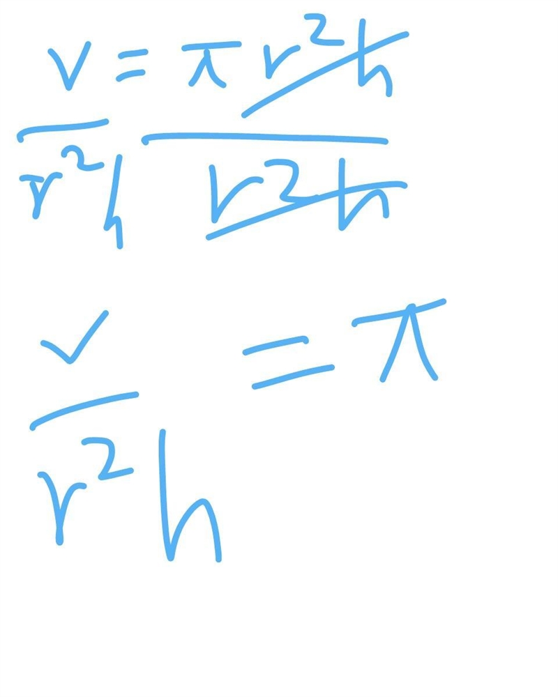 V=πr^2h solve for π i dont know how to do this ok-example-1