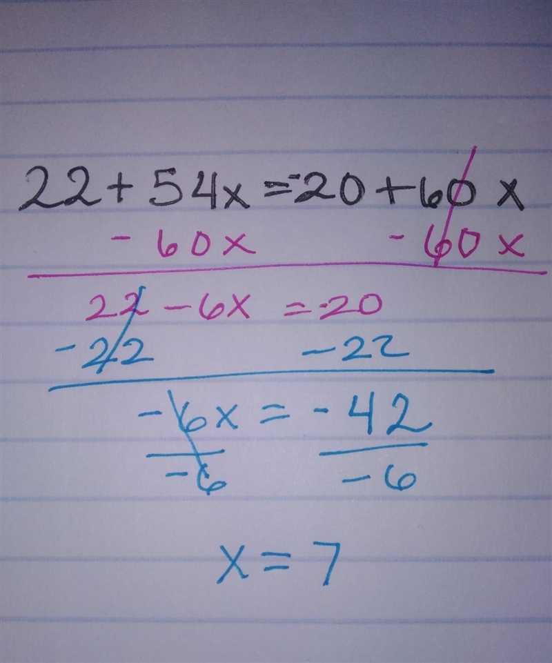 22 + 54x = -20 + 60x​-example-1