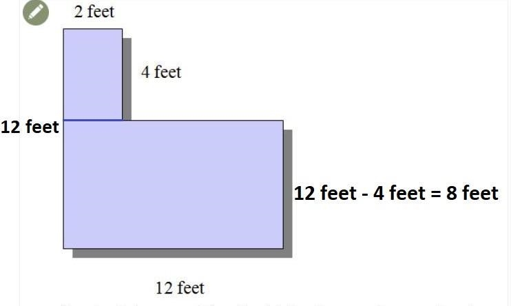 A rectangle is removed from the right hand corner of a square board. What is the area-example-1