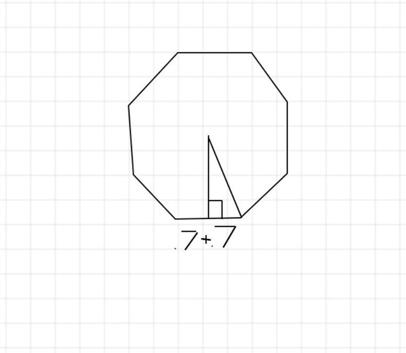 The base of the right triangle drawn in the regular octagon measures 0.7 cm. What-example-1