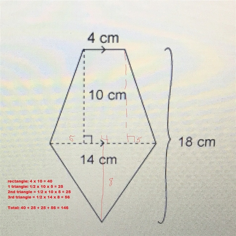 PLEASE HURRY LOT OF POINTS AND WILL GOVE BRIANLIEST! What is the area of this figure-example-1