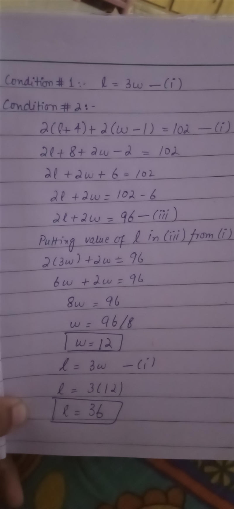 the length of a rectangle is 3 times the width. If the length is increased by 4 cm-example-1