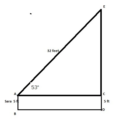 Sara is flying a kite at the park. The angle of elevation from Sara to kite in the-example-1