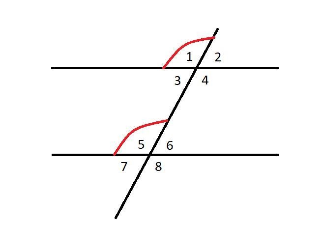 Which statement is true about angles 3 and 5? Two parallel lines are intersected by-example-1