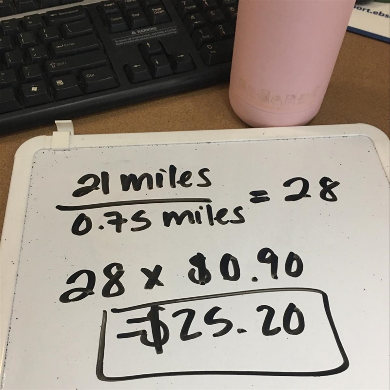 Emily is entering a bicycle race for charity. Her mother pledges $0.90 for every 0.75 mile-example-1