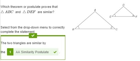 50 POINTS please help Which theorem or postulate proves that △ABC and △DEF are similar-example-1