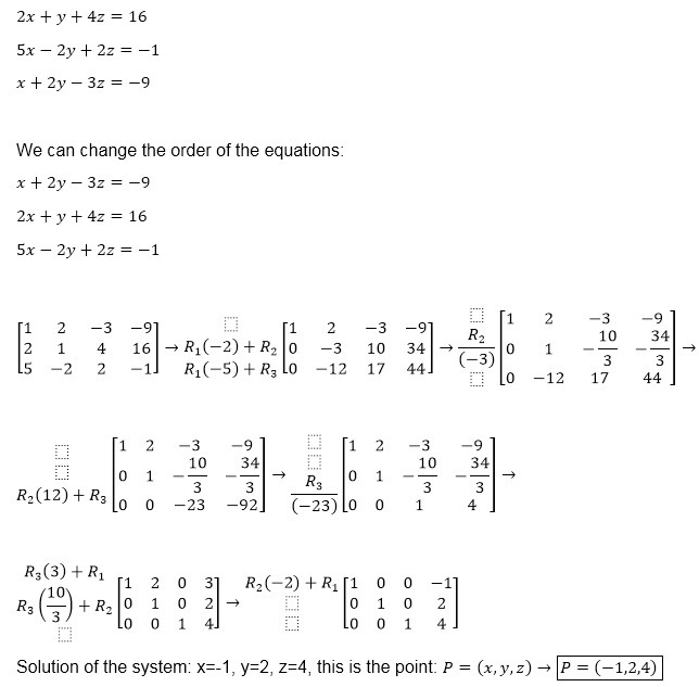 Solve the system of equations by finding the reduced row-echelon form of the augmented-example-1