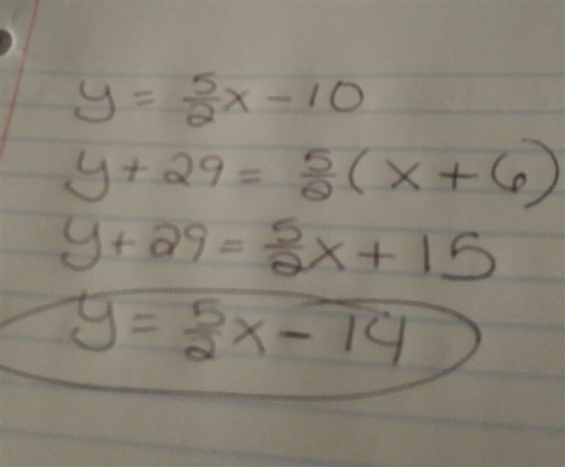 write an equation for the line that is parallel to the given line ans that passes-example-1