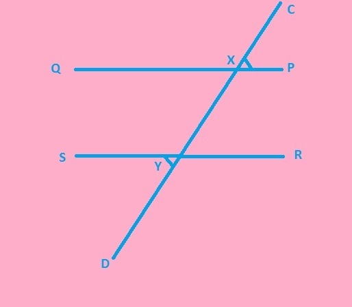 Transversal cuts parallel lines and at points X and Y respectively. The point nearest-example-1