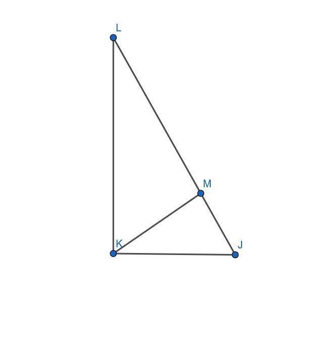 Triangle J K L is shown. Angle J K L is a right angle. An altitude is drawn from point-example-1