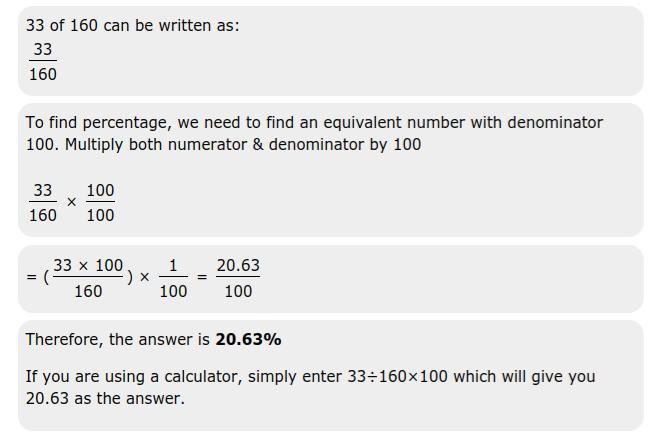 What is 33/160 as a percentage and what is the working out-example-1