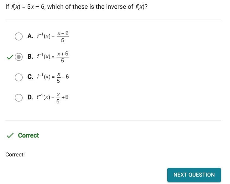 If f(x) =5x-6 what is the inverse of f(x)-example-1