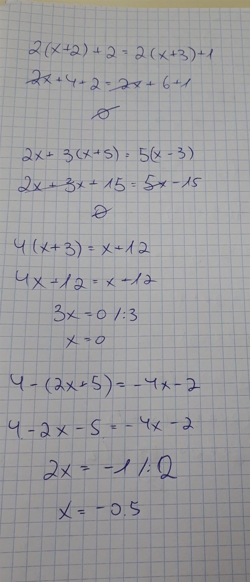 Which of these equations have no solution? Check all that apply. 2(x + 2) + 2 = 2(x-example-1