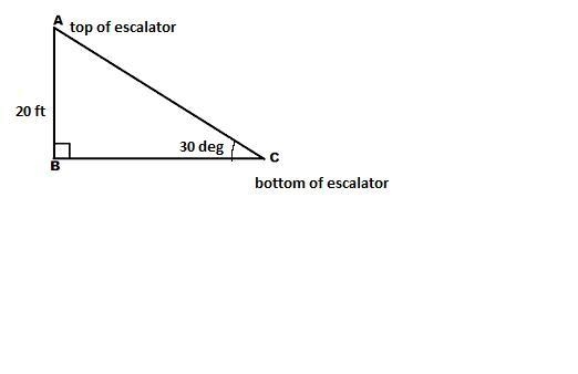 An escalator lifts people to the second floor of a building, 20 ft above the first-example-1