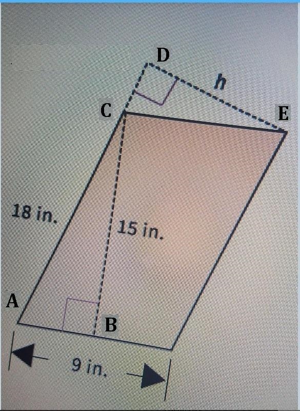 Find the value of h in the parallelogram. Round your answer to the nearest tenth​-example-1