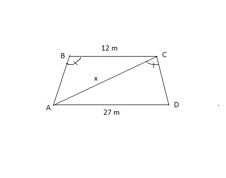 In trapezoid ABCD, AC is a diagonal and ∠ABC≅∠ACD. Find AC if the lengths of the bases-example-1